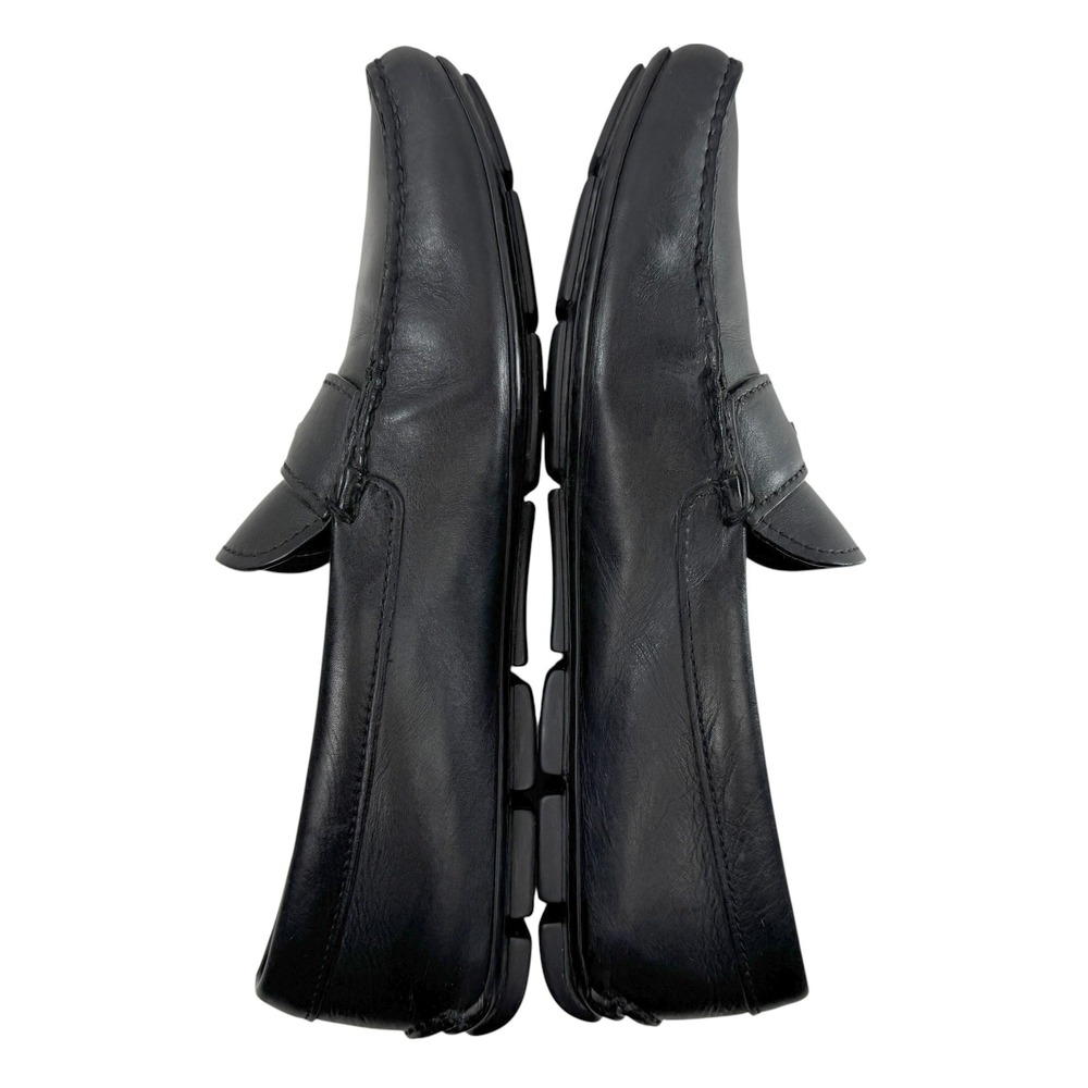 Prada Penny Loafers Driver Shoes Men's Size 8 Mens Black Leather Milano Logo - Picture 7 of 11